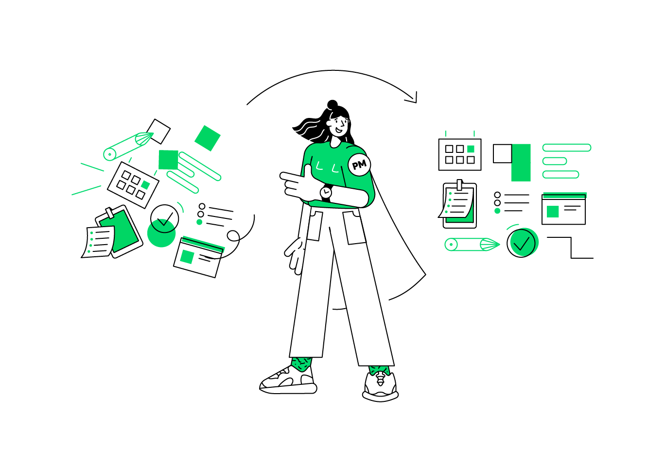 Cartoon of a female project manager